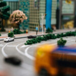 close up of small cars model on the road, traffic conception.